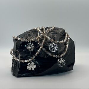 *ANKLET* Sand Dollar with Champagne Glass Stretchy Anklet